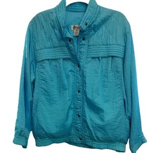Vintage Turquoise Abraxas Nylon Windbreaker sz Large Petite